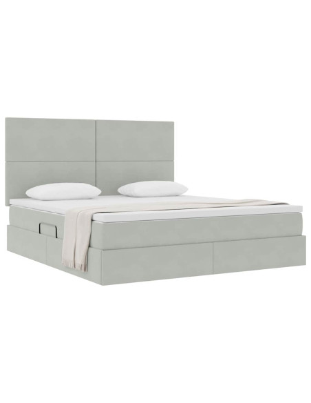Letto con contenitore e materasso Grigio chiaro 180 x 200 cm