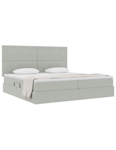 Letto con contenitore e materasso Grigio chiaro 200 x 200 cm