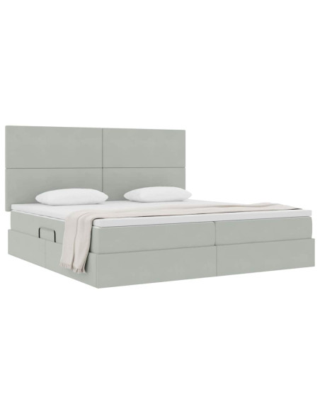 Letto con contenitore e materasso Grigio chiaro 200 x 200 cm