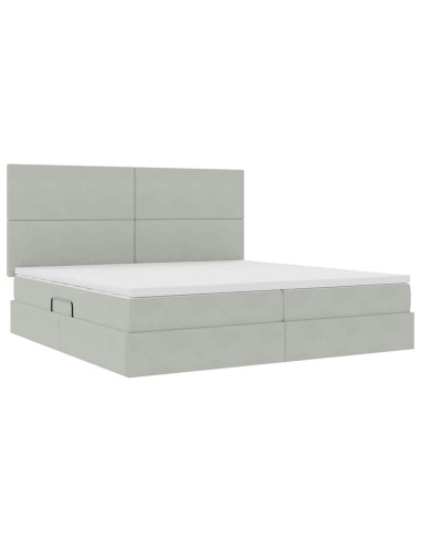 Letto con contenitore e materasso Grigio chiaro 200 x 200 cm