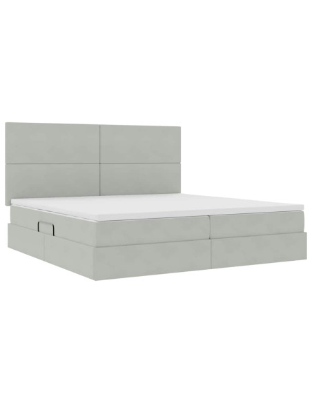 Letto con contenitore e materasso Grigio chiaro 200 x 200 cm