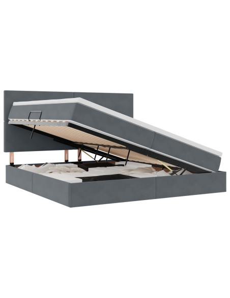Letto con contenitore e materasso Grigio scuro 200 x 200 cm