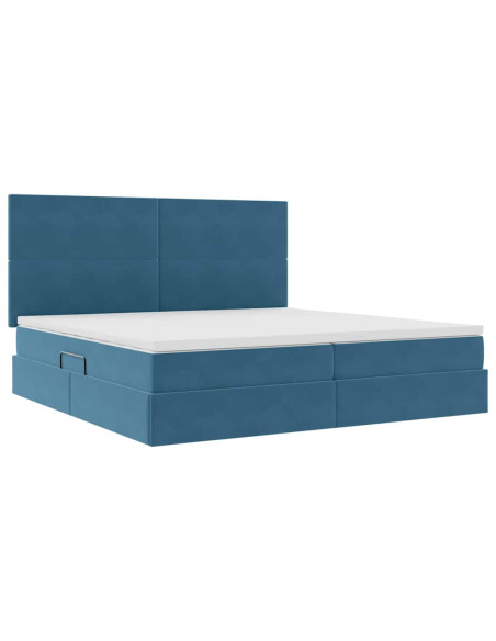 Letto con contenitore e materasso Blu Scuro 200 x 200 cm