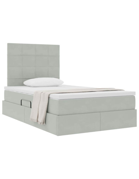 Letto con contenitore e materasso Grigio chiaro 120 x 190 cm