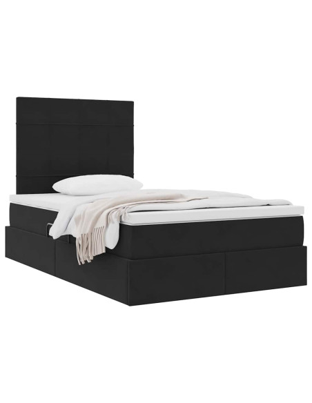 Letto con contenitore e materasso Nero 120 x 190 cm Velluto