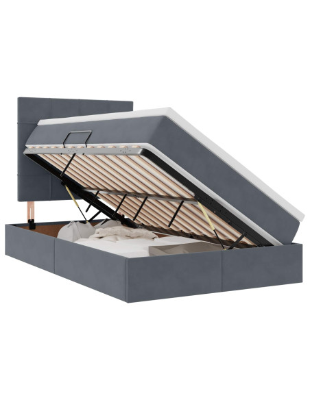 Letto con contenitore e materasso Grigio scuro 120 x 200 cm