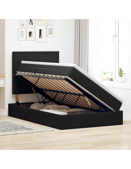 Letto con contenitore e materasso Nero 120 x 200 cm Velluto