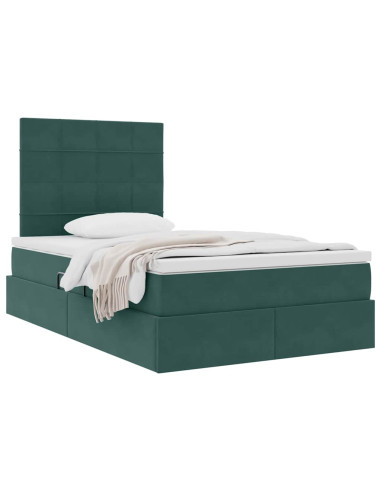 Letto con contenitore e materasso Verde Scuro 120 x 200 cm