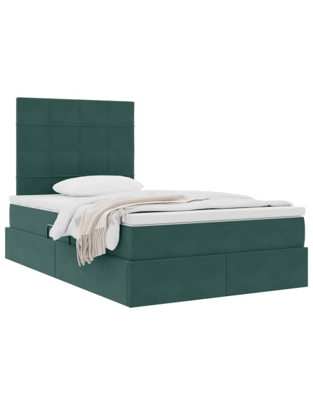 Letto con contenitore e materasso Verde Scuro 120 x 200 cm