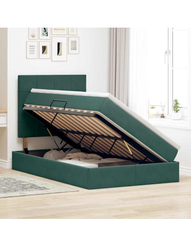 Letto con contenitore e materasso Verde Scuro 120 x 200 cm