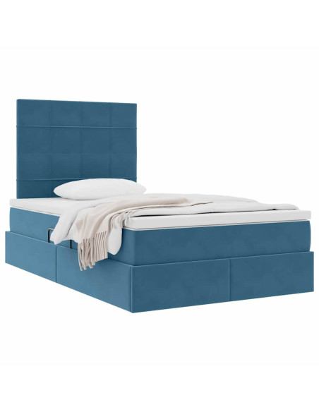 Letto con contenitore e materasso Blu Scuro 120 x 200 cm