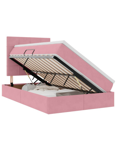 Letto con contenitore e materasso Rosa 120 x 200 cm Velluto