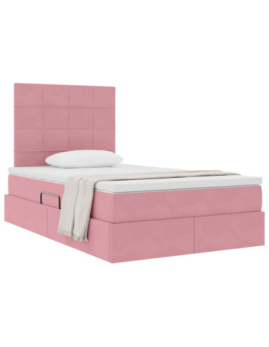 Letto con contenitore e materasso Rosa 120 x 200 cm Velluto