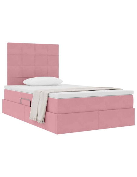 Letto con contenitore e materasso Rosa 120 x 200 cm Velluto