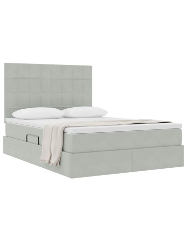 Letto con contenitore e materasso Grigio chiaro 140 x 190 cm