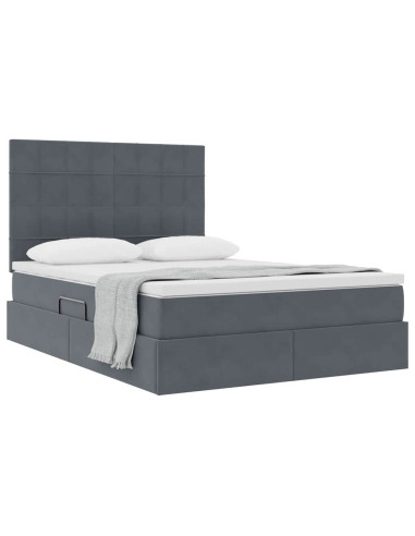 Letto con contenitore e materasso Grigio scuro 140 x 190 cm
