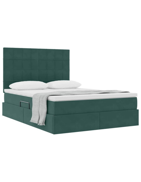 Letto con contenitore e materasso Verde Scuro 140 x 190 cm