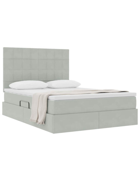 Letto con contenitore e materasso Grigio chiaro 140 x 200 cm