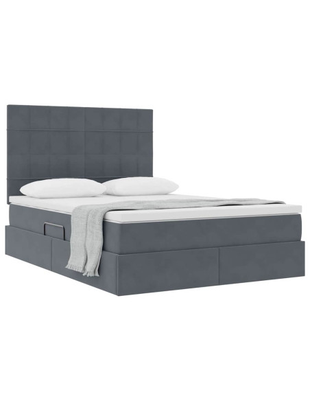 Letto con contenitore e materasso Grigio scuro 140 x 200 cm