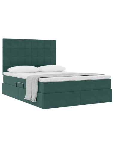Letto con contenitore e materasso Verde Scuro 140 x 200 cm