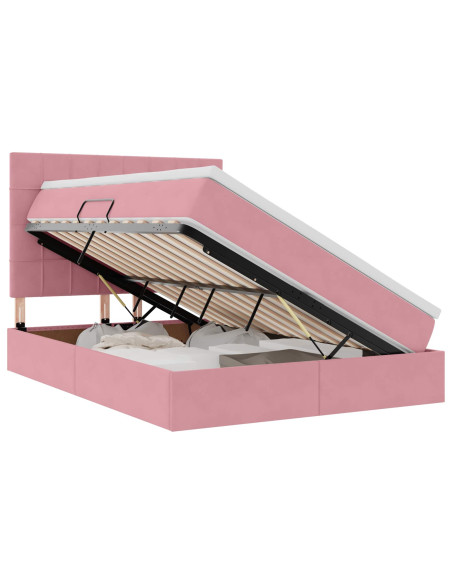 Letto con contenitore e materasso Rosa 140 x 200 cm Velluto