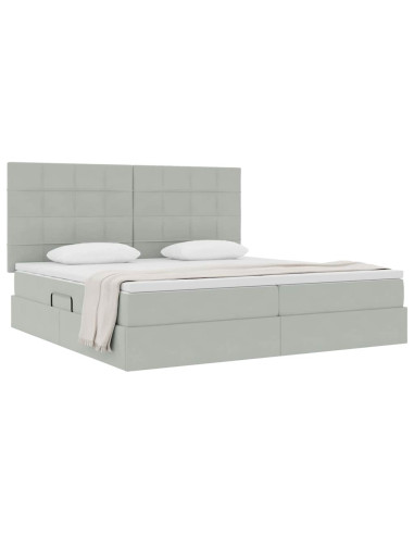 Letto con contenitore e materasso Grigio chiaro 200 x 200 cm