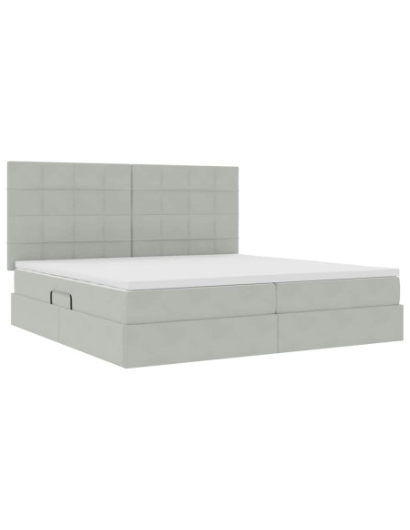 Letto con contenitore e materasso Grigio chiaro 200 x 200 cm