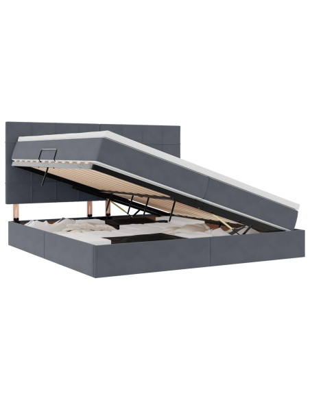 Letto con contenitore e materasso Grigio scuro 200 x 200 cm