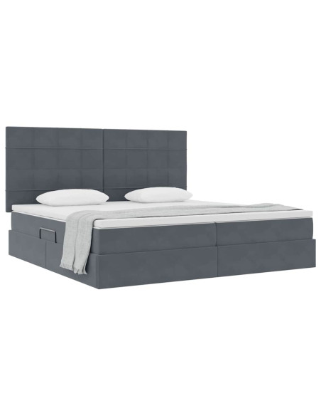 Letto con contenitore e materasso Grigio scuro 200 x 200 cm
