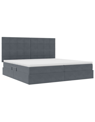 Letto con contenitore e materasso Grigio scuro 200 x 200 cm