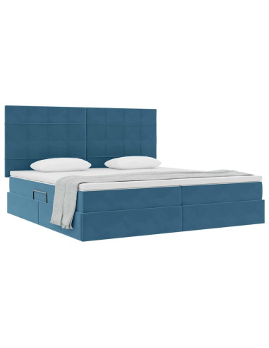 Letto con contenitore e materasso Blu Scuro 200 x 200 cm