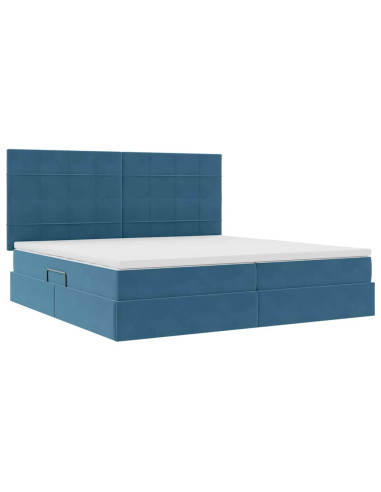 Letto con contenitore e materasso Blu Scuro 200 x 200 cm