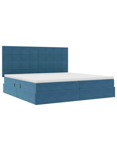 Letto con contenitore e materasso Blu Scuro 200 x 200 cm