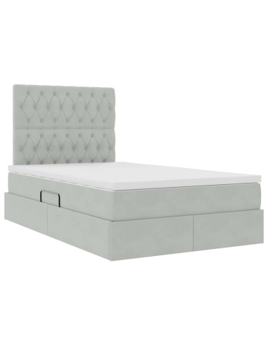 Letto con contenitore e materasso Grigio chiaro 120 x 190 cm