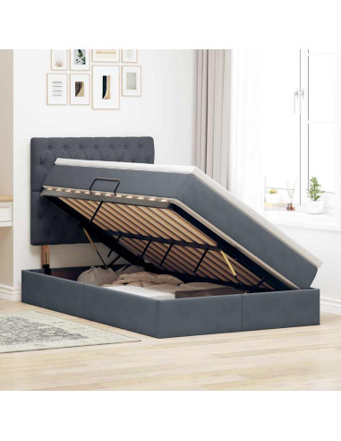 Letto con contenitore e materasso Grigio scuro 120 x 190 cm