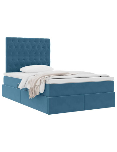 Letto con contenitore e materasso Blu 120 x 190 cm Velluto