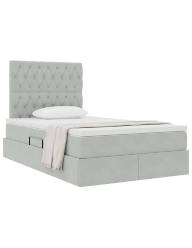 Letto con contenitore e materasso Grigio chiaro 120 x 200 cm