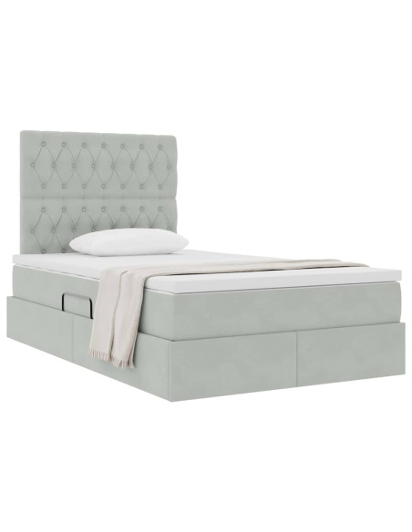 Letto con contenitore e materasso Grigio chiaro 120 x 200 cm