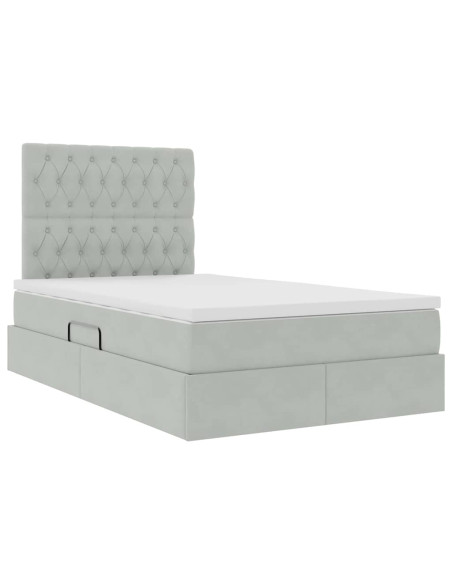 Letto con contenitore e materasso Grigio chiaro 120 x 200 cm