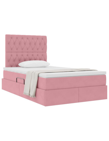 Letto con contenitore e materasso Rosa 120 x 200 cm Velluto