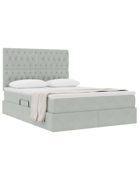 Letto con contenitore e materasso Grigio chiaro 140 x 190 cm