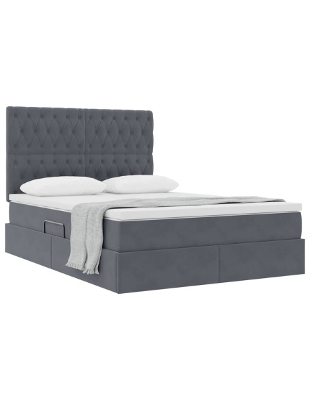 Letto con contenitore e materasso Grigio scuro 140 x 190 cm