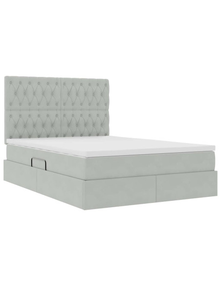 Letto con contenitore e materasso Grigio chiaro 140 x 200 cm