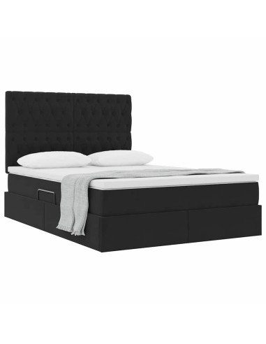 Letto con contenitore e materasso Nero 140 x 200 cm Velluto