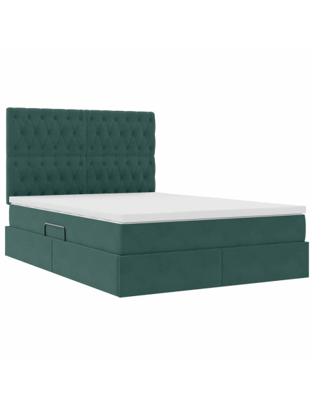 Letto con contenitore e materasso Verde Scuro 140 x 200 cm