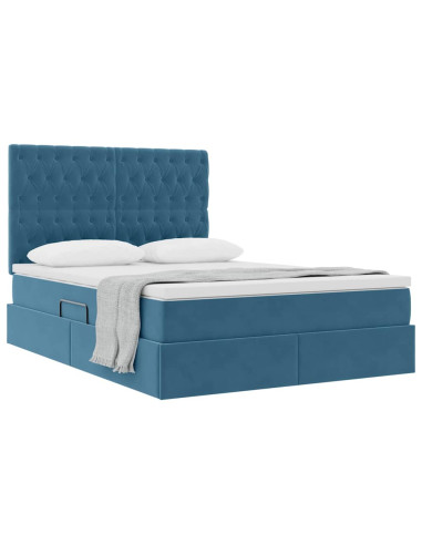 Letto con contenitore e materasso Blu Scuro 140 x 200 cm