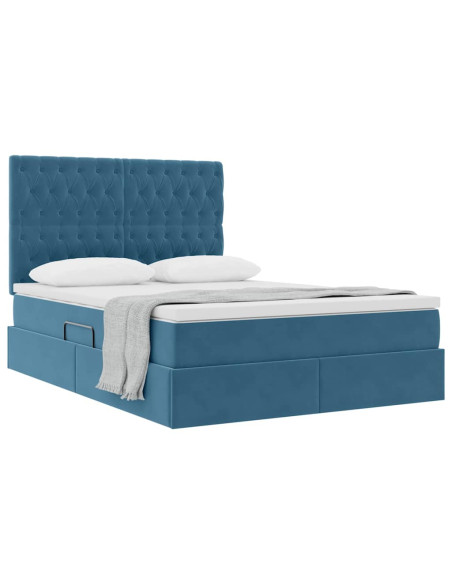Letto con contenitore e materasso Blu Scuro 140 x 200 cm