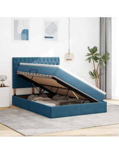 Letto con contenitore e materasso Blu Scuro 140 x 200 cm