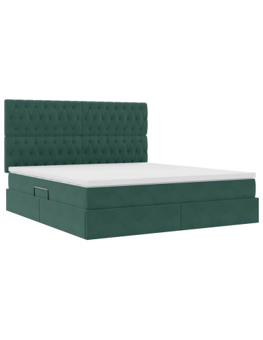 Letto con contenitore e materasso Verde Scuro 160 x 200 cm