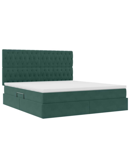 Letto con contenitore e materasso Verde Scuro 160 x 200 cm